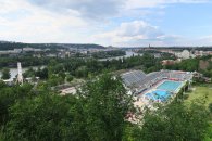 Praha - Podolí, výhled z Kavčích hor, Plavecký areál Podolí, autor: Daniel Suk